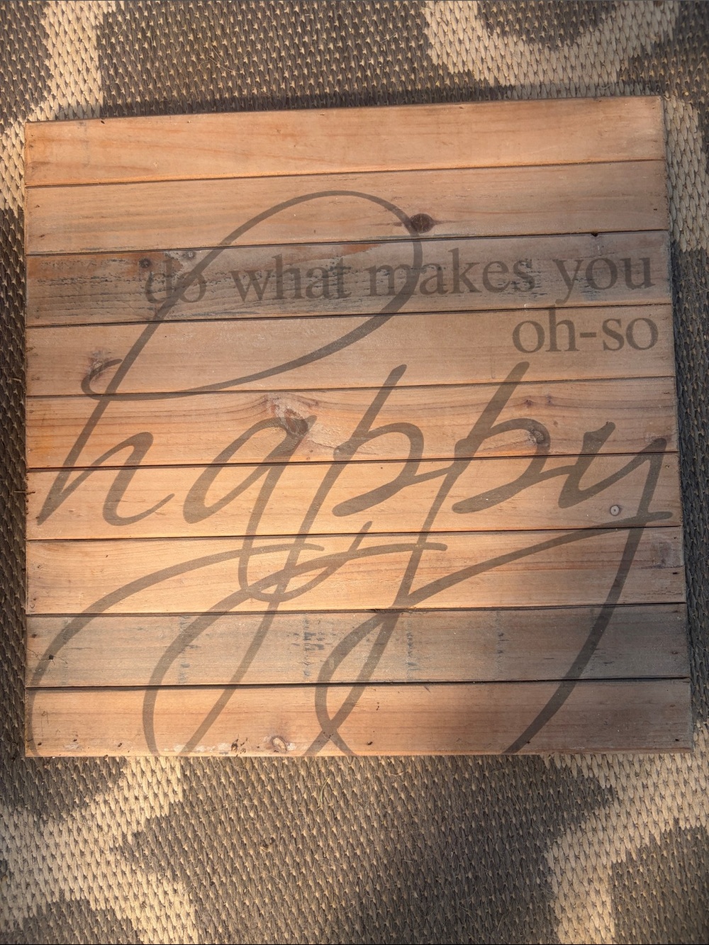 Happy Script Wood Wall Art - Brown